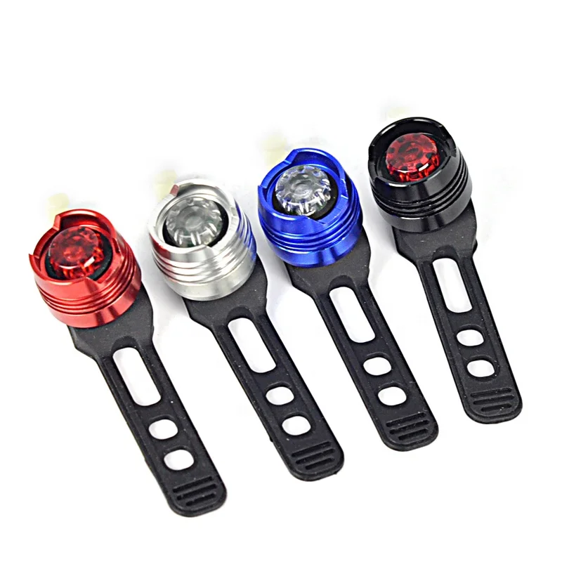 

Red Blue White LED Mini Aluminum Taillight Bike Rear Light with Silicone Bicycle clip band
