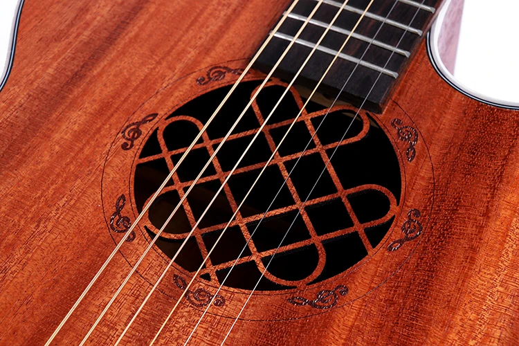 
OEM musical instrument best guangdong manufacturer engraving soundhole rosette Semi Guitar Acoustic 