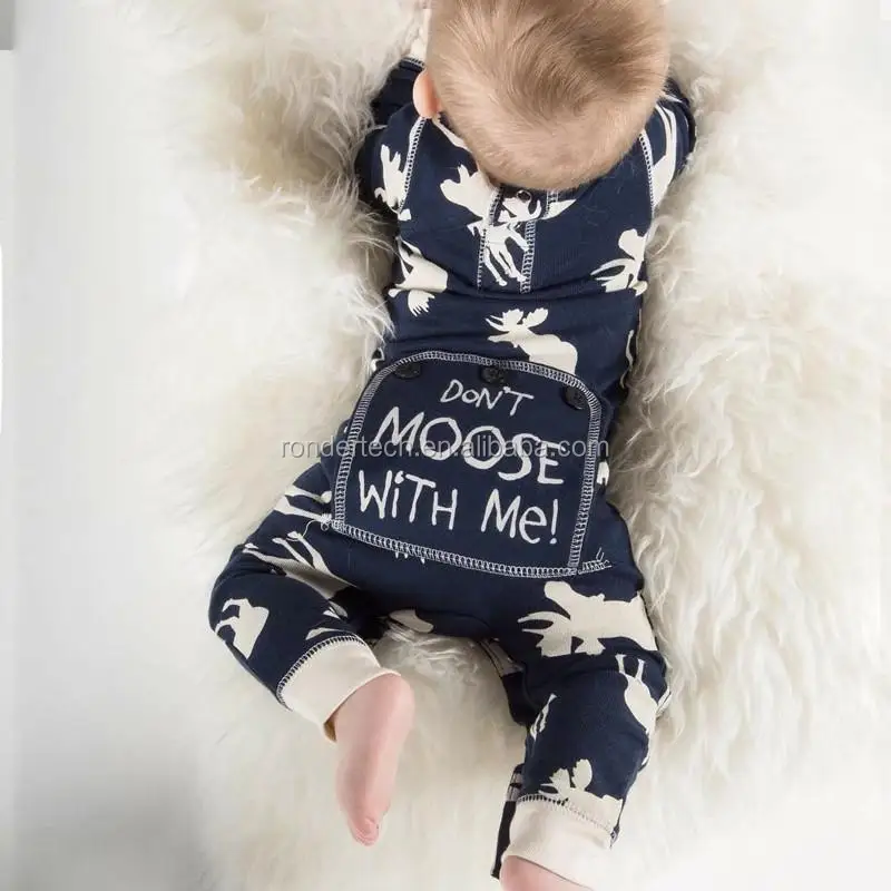 Baby Girl And Boy Christmas Jumpsuit Moose Deer Long Sleeve Cotton Romper Outfit