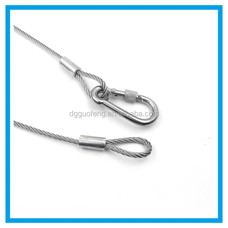 wire steel rope with carabiner 