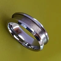 

Wholesale Beveled Edges Center Grooved Tungsten Rings Blank Ring for Inlay