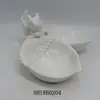 Custom personalized pine cone plate ceramic divided plate white 2 compartment sauce plate