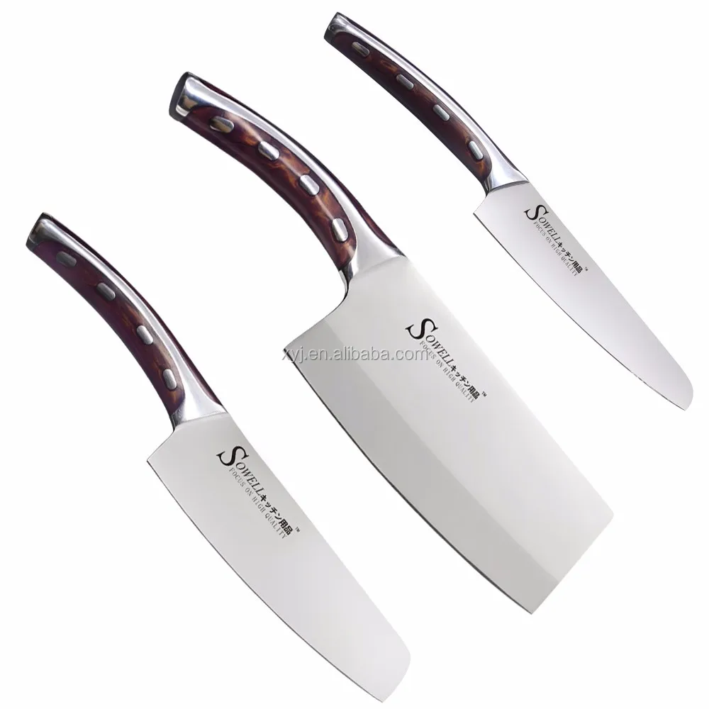 

3 Pieces Knives Sets XYJ 5 Inch Utility Sharp Knife 6 Inch Double Bevel Blade 7 Inch Cleaver Knife Cutting Bone Kitchen Knife, N/a