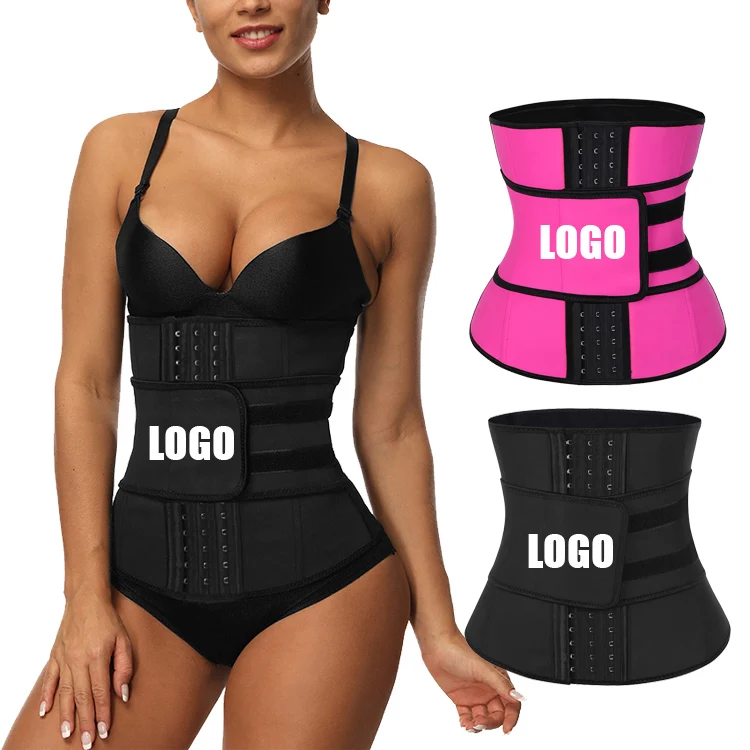 

Adjustable 3 Hooks Custom Logo Compression Belt Women Workout Slimming Latex Waist Trainer Private Label, Black