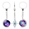 New double-sided rotating key ring, galactic supermoon time jewel, Personality key chain