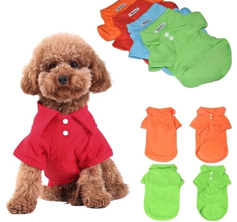 

Multicolor Dog Shirts Pet Puppy Cloth Soft Cotton Summer Dog Clothes, Red;orange;green;yellow;blue;pink