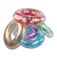 

Hot Sale Shiny Sequins Transparent Inflatable Gold Glitter Pool Float Toy Play In Summer Water Swim Ring Tube