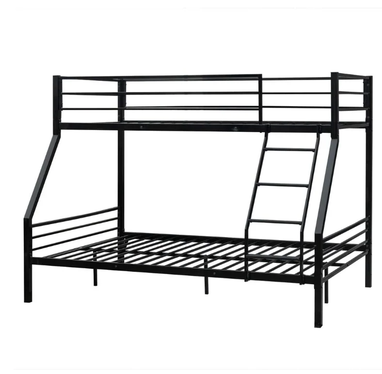 

Bunk Bed Twin Over Full Sturdy Metal Bed Frame with Flat Ladder and Guardrail for Adults/Children/Teens, Black