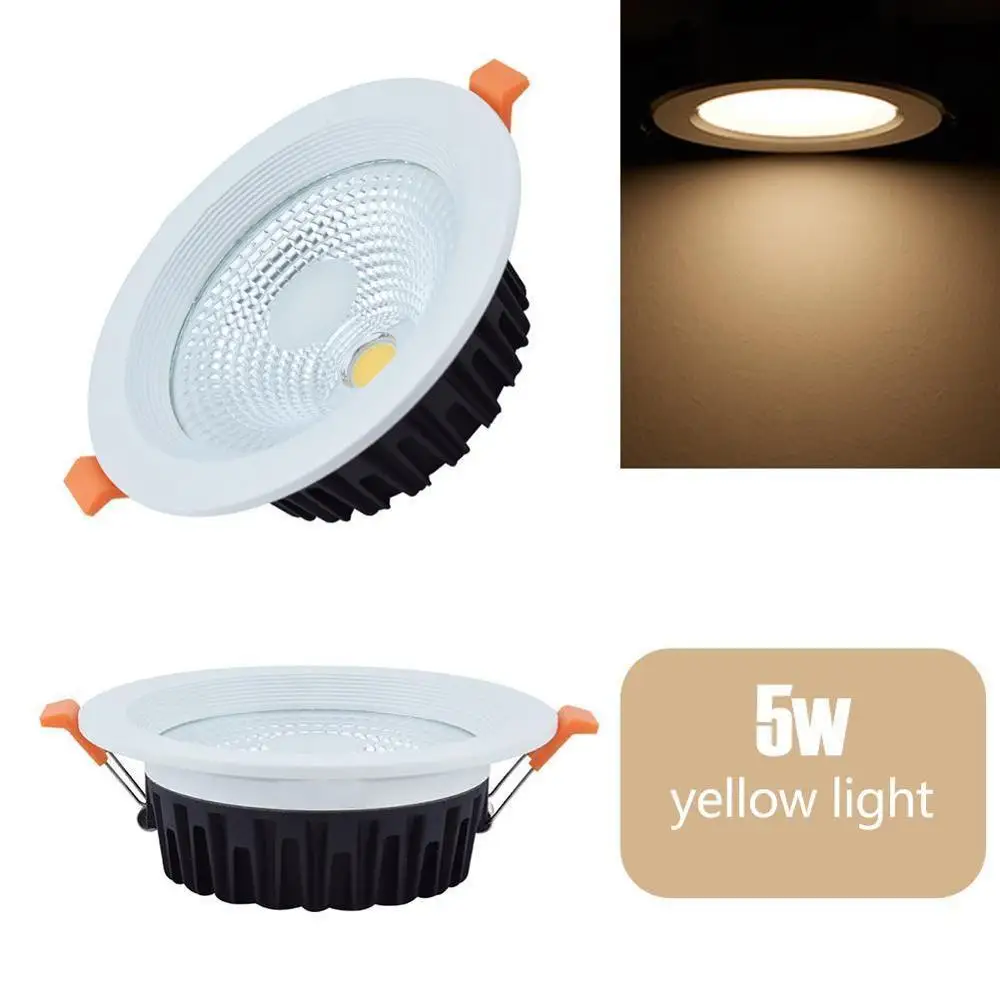 Dimmable Recessed Led Ceiling Downlight COB Spotlight Lamp Indoor Light 5W 12W