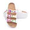 Beautiful Flowers Printed Women Ladies Summer Buckle Straps Sandals with comfy cork foot bed