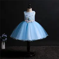 

European style Wedding Flower Girl Dresses Three-dimensional embroidered ball gown Family kid party dress for 6 years old