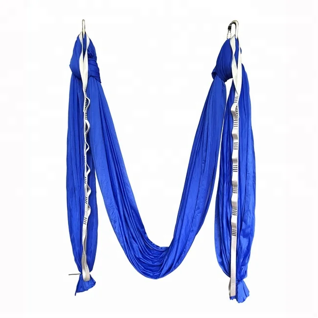 

ultra strong strength aerial flying swing 5 meter yoga hammock silk aerial yoga aerial silks, Blue