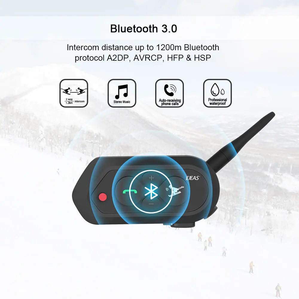Professional Helmet Bluetooth Headset For Skiing Handsfree
