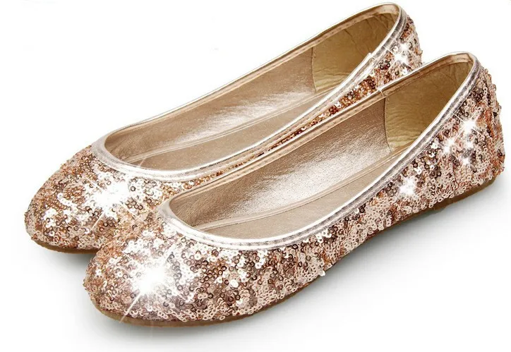 gold sparkle flat shoes
