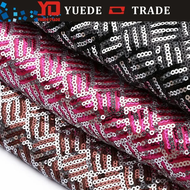 Wholesale fashion african MESH textile design sequin LACE fabric FOR cloth