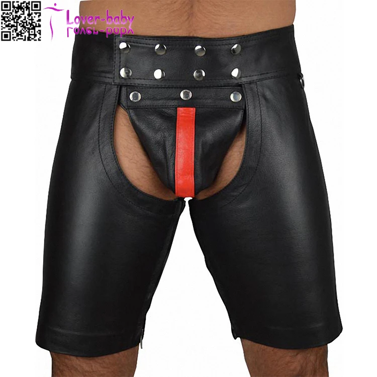 

2017 summer new style hot pants sexy nude Men Black Leather Short Pants L533, As shown