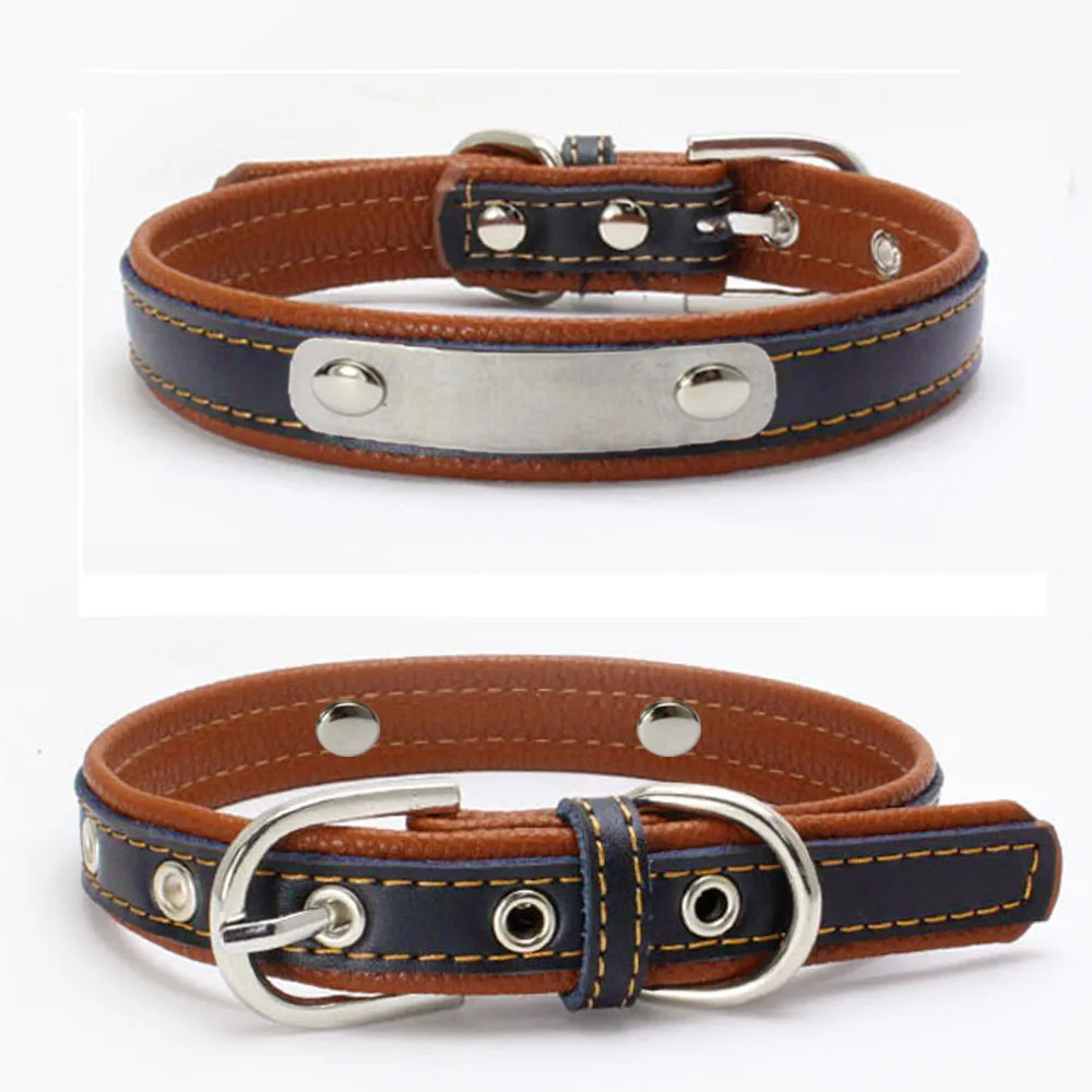 Really Cool Black Leather Engraved Iron Pet Collar Custom Dog Collars