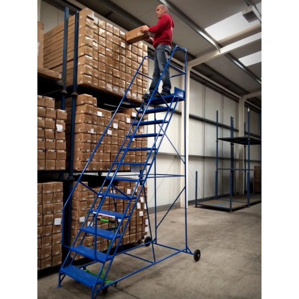 Rolling Warehouse Ladder On Wheels Buy Steel Warehouse Rolling Ladder