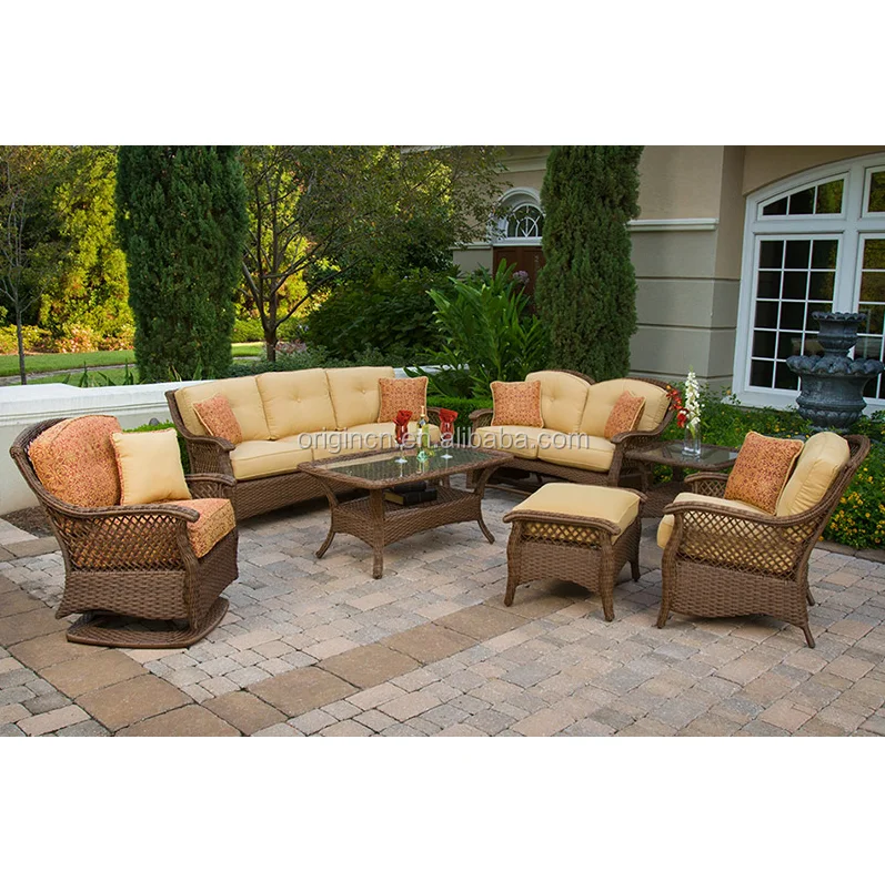 Mesh Wicker Woven Living Accents Outdoor Furniture Set Waterproof