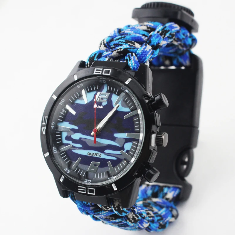 

2018 New style paracord custom logo Extreme survival watch, Multiple colors to choose from