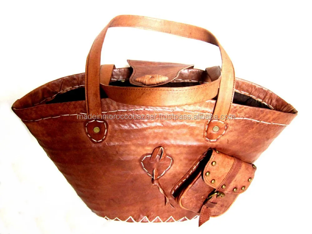 Authentic Handmade Kulit Asli Jerami Tote Keranjang-Tas-ID 