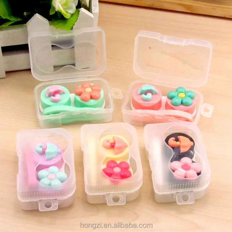 

Cartoon Cute plum Glasses double Contact Lenses Box Candy color Contact lens Case for Eyes Care Kit Holder Container Gift
