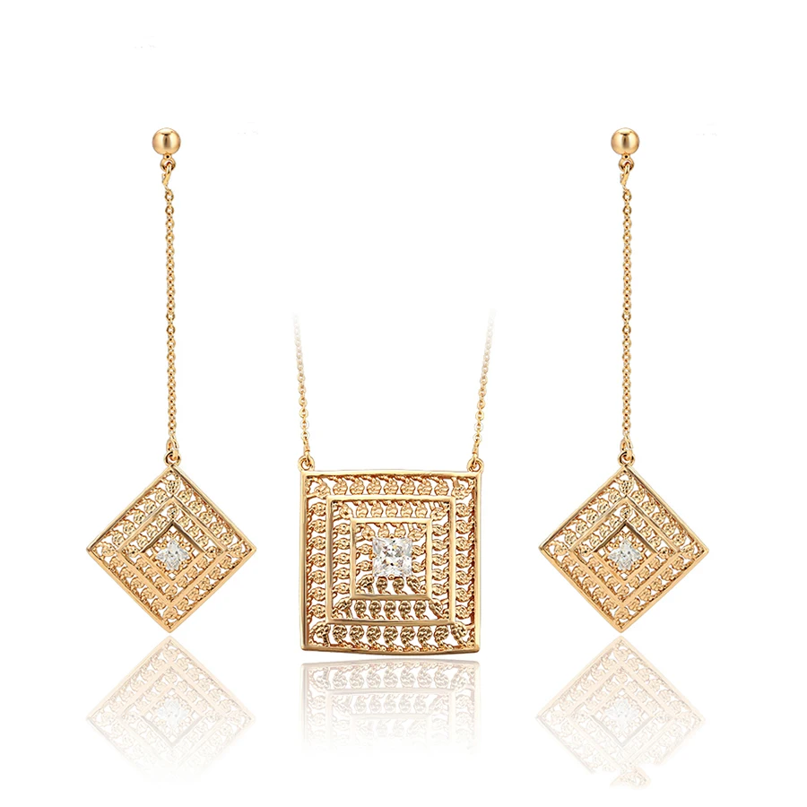 

65301 XP wholesale jewelry gold pendant chain+elegant design earring 18 carat gold brazilian gold jewelry sets bijoux joyeria