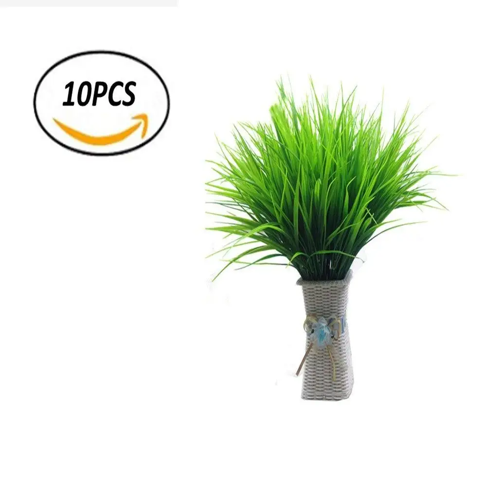 LoveniMen Artificial Shrubs Plastic Plants Fake Bean Grass Simulation Greenery Bushes Faux Leaves Outdoor Garden Indoor Home Office Yard Verandah Wedding Decor UV Resistant 4 Pcs