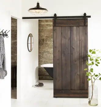 Rustic Style V Groove Knotty Alder Interior Sliding Plank Barn