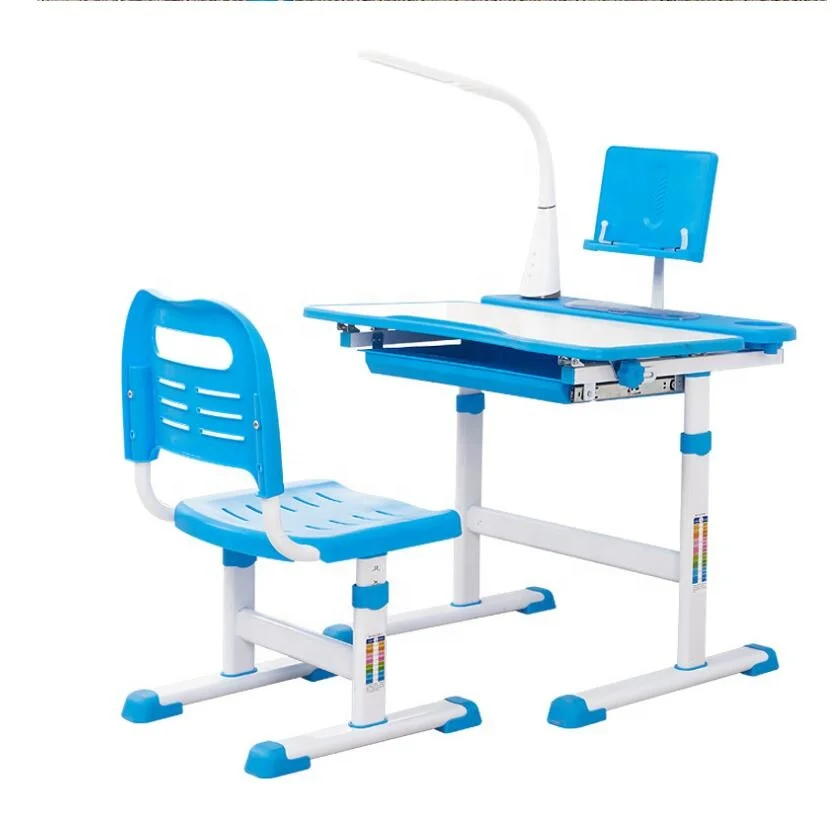
Kids Desk and Chair Set Pull Out Spacious Storage Drawer Blue & Pink 