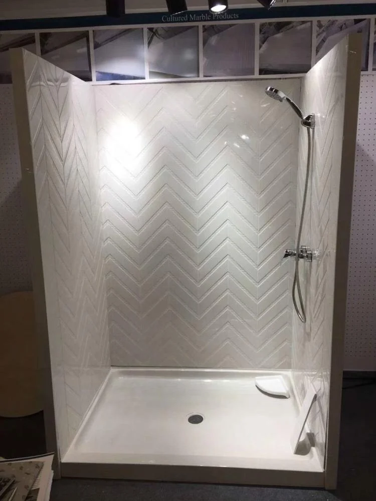 Competitive Price White Cultured Marble Slabs Shower Walls ...