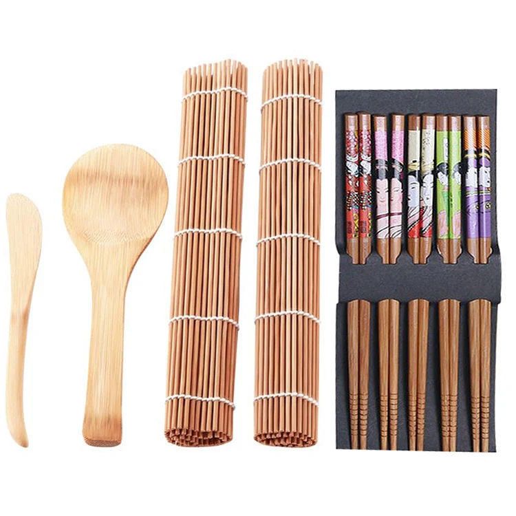 

Hot Sale New Product Kitchen Gagdets 2021 Home Cooking Tools DIY Wooden Chopsticks Spoons Japanese Style Sushi Making Kit Set, As the picture
