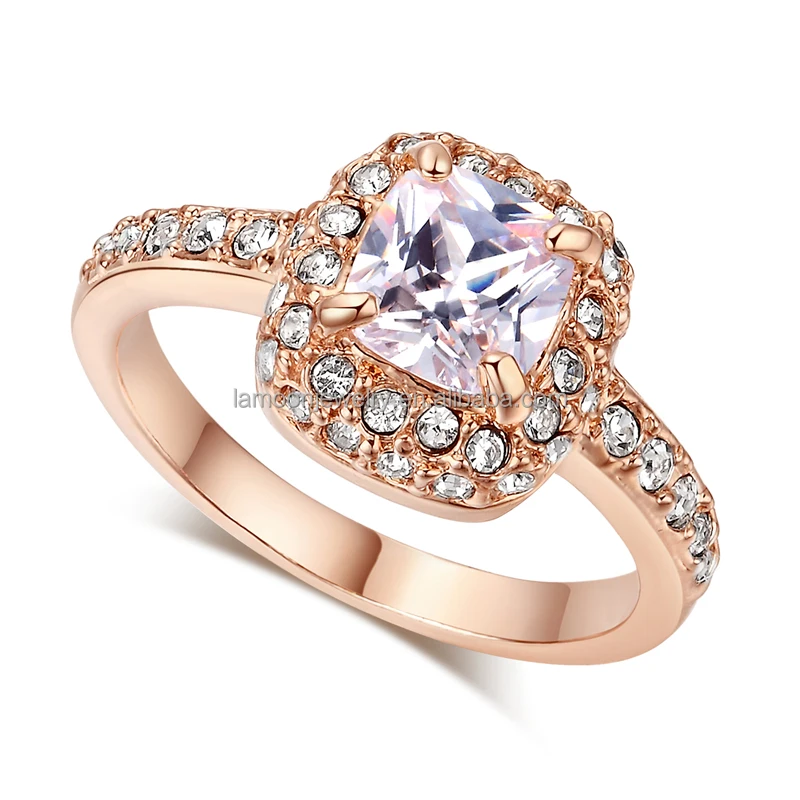 

Top Quality Classical 18K Gold & White Gold Plated CZ Diamond Wedding Ring Wholesale For Women R026