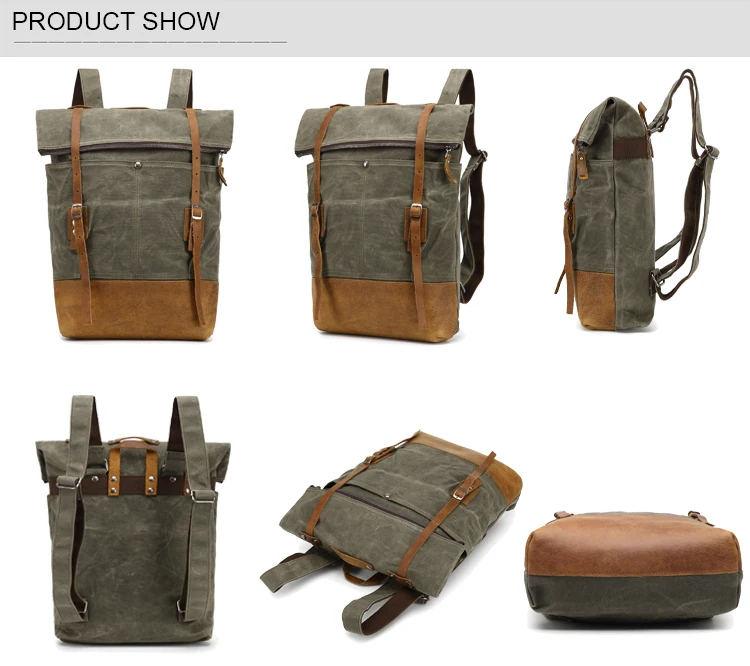 High-end Handmade Mochilas China Recycled Canvas Waxed Cotton Rucksack ...