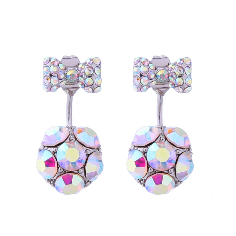 

ed01544c Detachable Shiny Crystal Flower 925 Silver Post Earrings For Girls