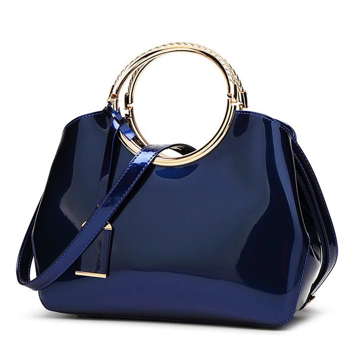2017 New Fashion Luxury Elegant Bag Shiny Pu Leather Ladies Handbag