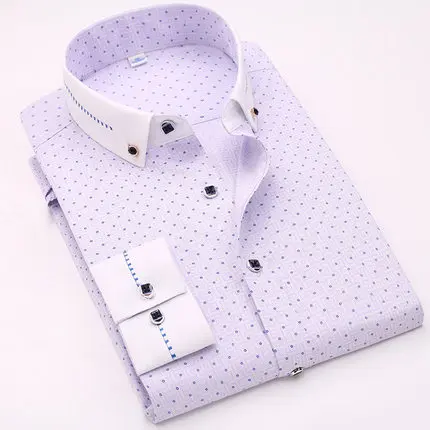 

high quality polka dot 100% cotton iron non long sleeve dress men's shirts, Custom color