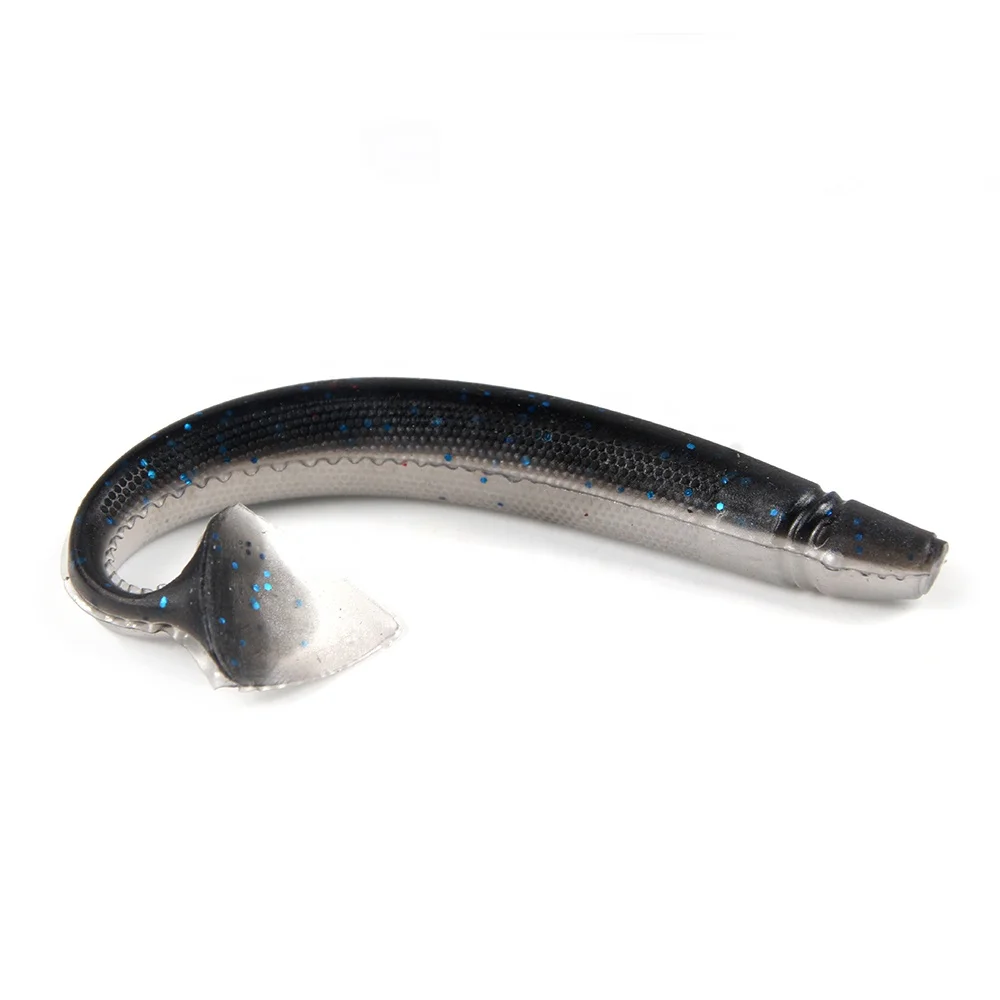 

13cm 9g big black grey fishing bait T tail plastic fishing soft lures, Black and grey