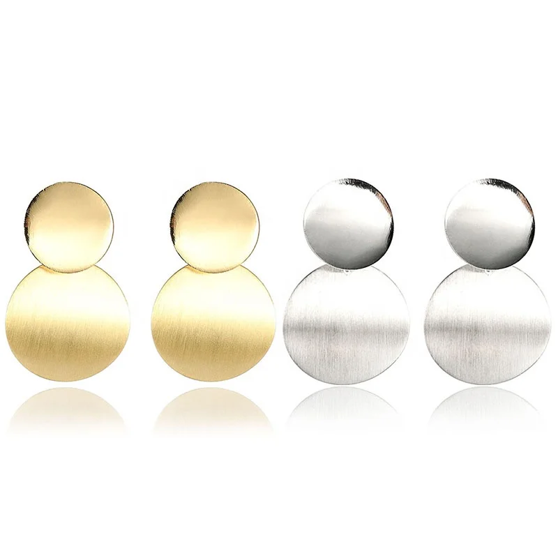 

Unique Metal Drop Earrings Trendy Gold Color Round Statement Earrings for Women New Arrival wing Fashion Jewelry, Silver gold