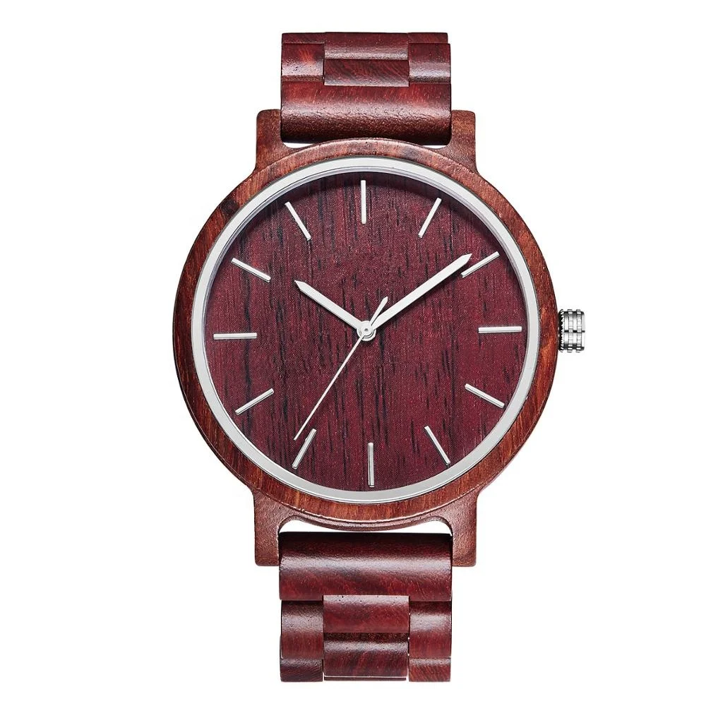 

High Quality Waterproof Minimalist Wooden Watch Red Sandal Wood Man Watch