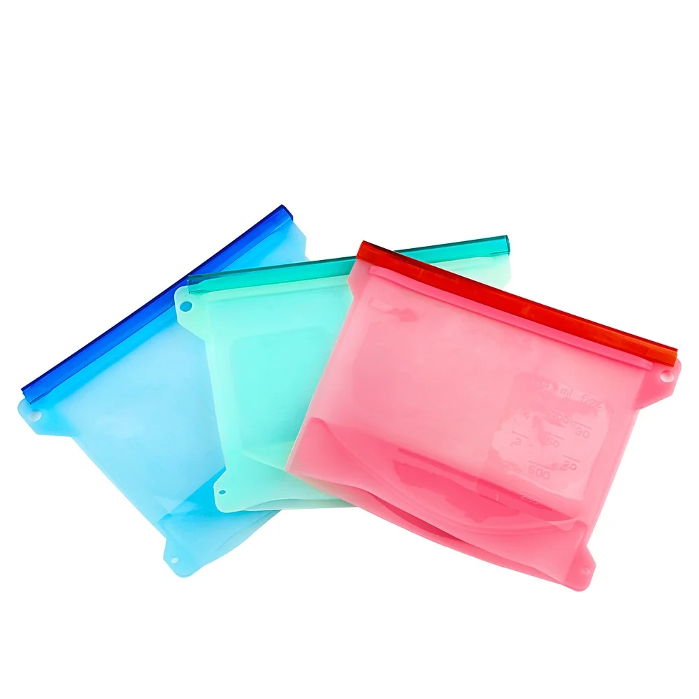 

Food Storage Silicone Ziplock Bag Reusable, Customized color