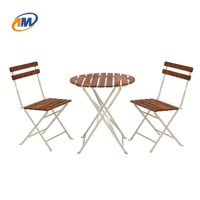 Folding Metal Wood Outdoor Bistro Table And Chair Buy Folding Metal
