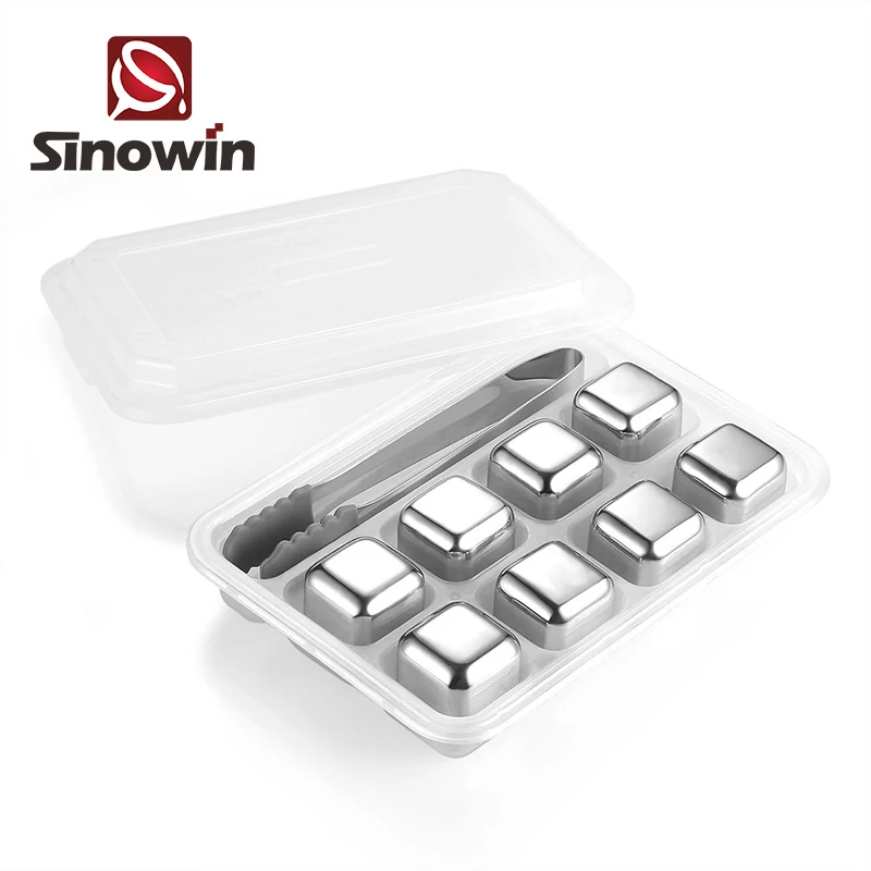 

Cooling Classical Stainless Steel Ice Cubes Whiskey Stones 8 Sets Bar Ware Party