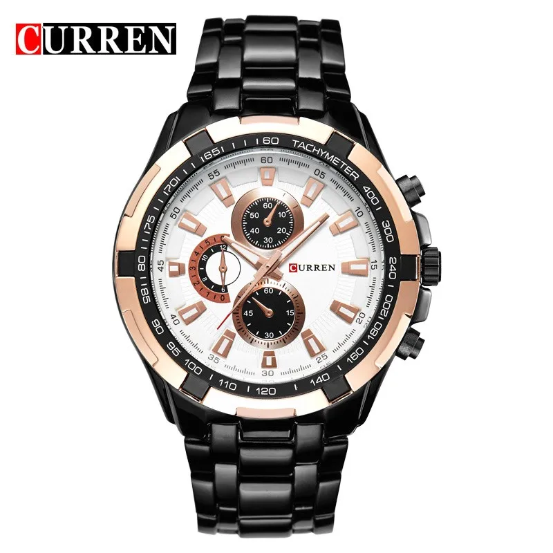 

original quality male business wristwatch japanese movement quartz clock for men curren brand 8023 luxury stainless steel watch