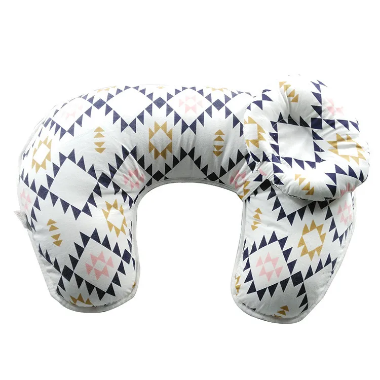 High quality 100% cotton U-shaped baby feeding pillow with small baby heading pillow