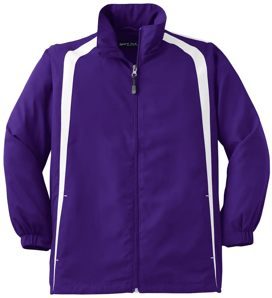 Purple//White Small Sport Tek Mens Big Colorblock Raglan Jacket