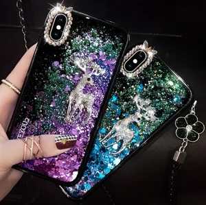 Flowing Glitter Sika Deer Case iPhone X XS XR XS Max
