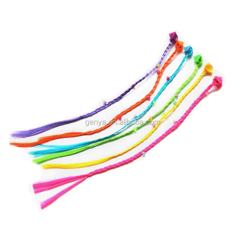 Kids Straight Synthetic Hair Extensions Children Colorful Clip In