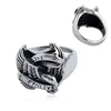 Eagle pattern casting finger ring black and silver punk stainless steel men's ring