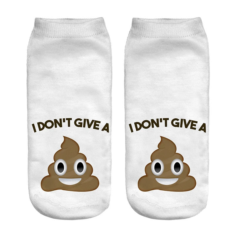 Free Shipping Hot Sale 3D Socks Letter with Cute Poo Pattern White Color Cozy Socks Thin